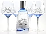 GIN MARE Mediterranean Gin 700ml 42,7% vol. mit 4 Gin Tonic Ballongläsern