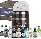 probierFass Gin Set | 10 originale Gin Miniaturen (7 x 0.05 l und 3 x 0.04 l) verpackt in einem originellen Fass mit Geschenkverpackung | Gin Geschenk | Gin Probierset | Gin Geschenkset