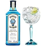 Bombay Sapphire Gin-Geschenkset mit Bombay Sapphire Premium Distilled London Dry Gin, ideal als Geburtstagsgeschenk, 40% Vol., 70 cl/700 ml und Ballon-Glas für Gin