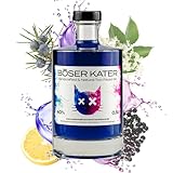 Böser Kater Magic Two Faced Gin, Farbwechsel-Effekt von Blau zu Violett durch Tonic Water, Das perfekte Geschenk, Hochwertiger Geschmack, Mit Katzenschutzspende, 0,5l 40% Vol.